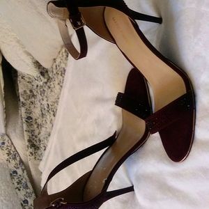 Cocktail shiny evening wear maroon shoes, plus size 11